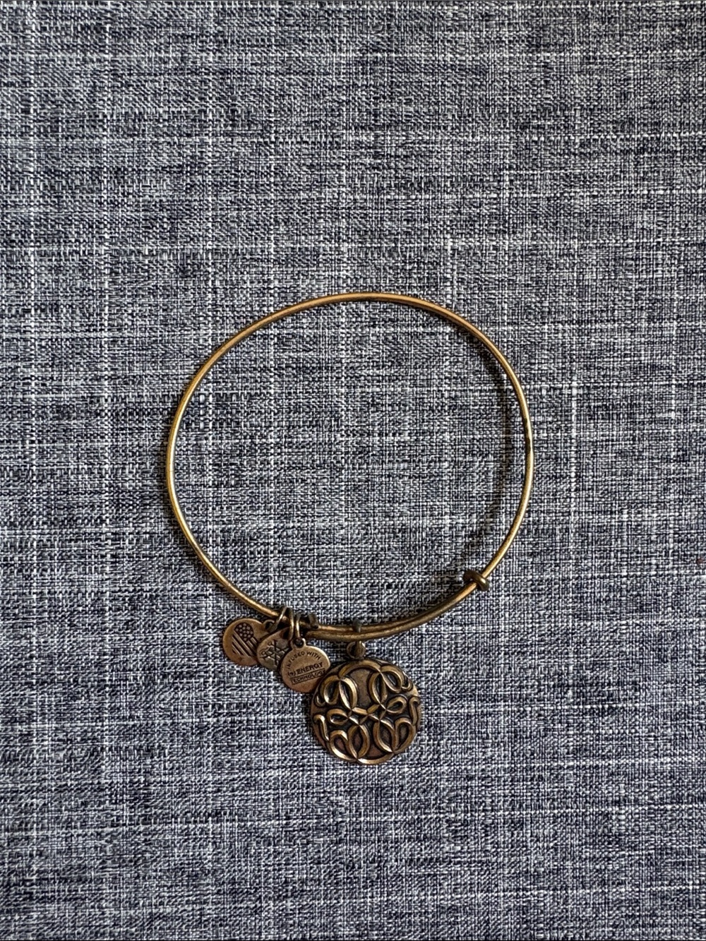Alex and Ani Gold Floral Filigree Charm Bangle